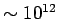 $\sim 10^{12}$