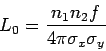 \begin{displaymath}L_0 = \frac{n_1 n_2 f}{4\pi \sigma_x \sigma_y}\end{displaymath}